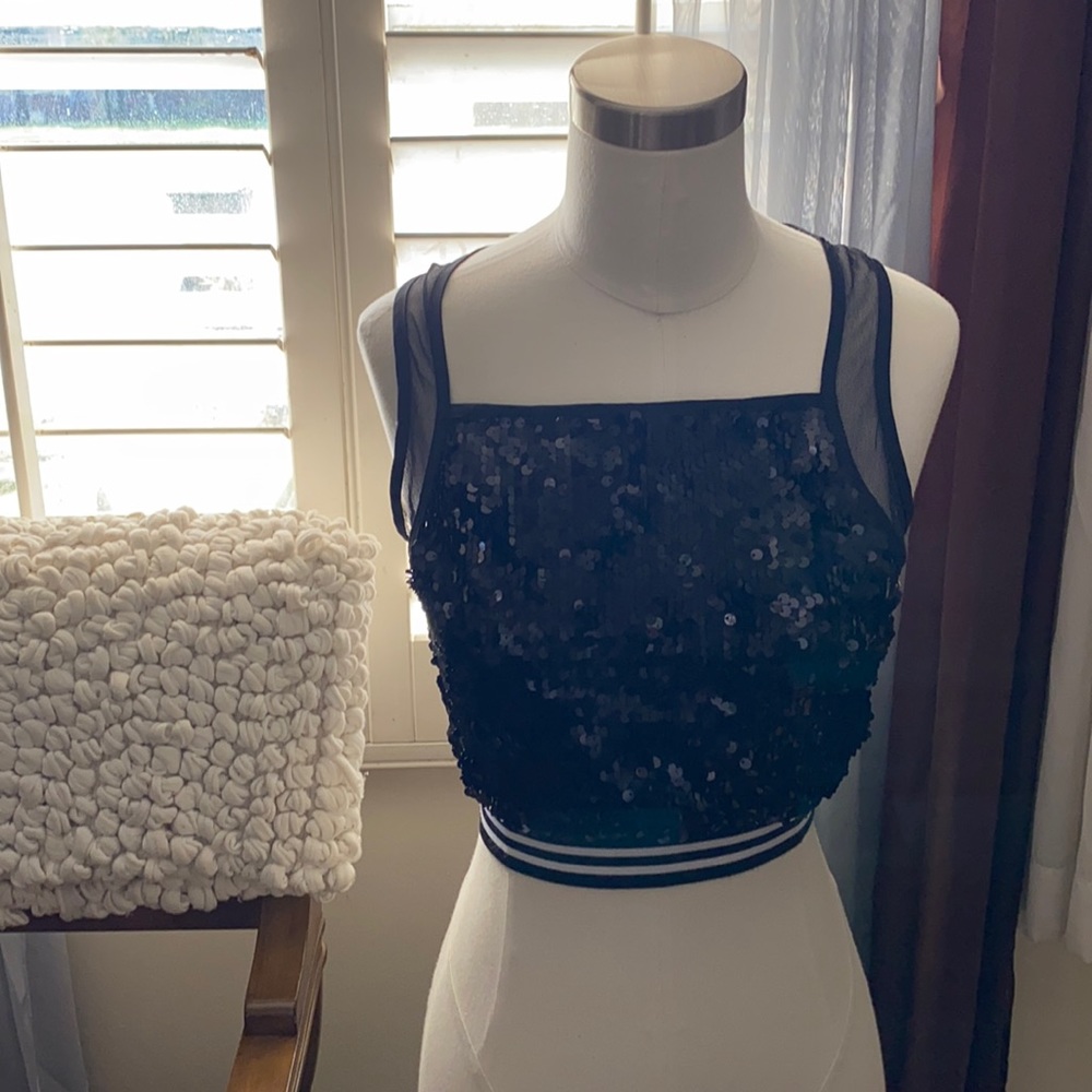 Black Sparkly Sequined Top